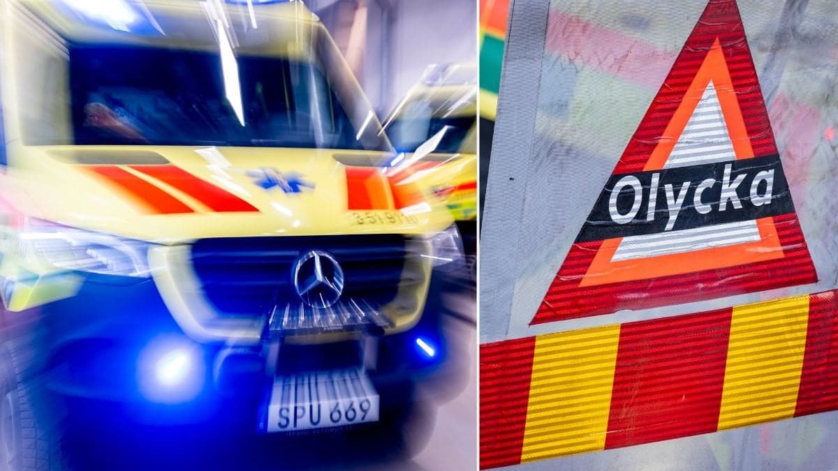 Ambulans och olycksplats.