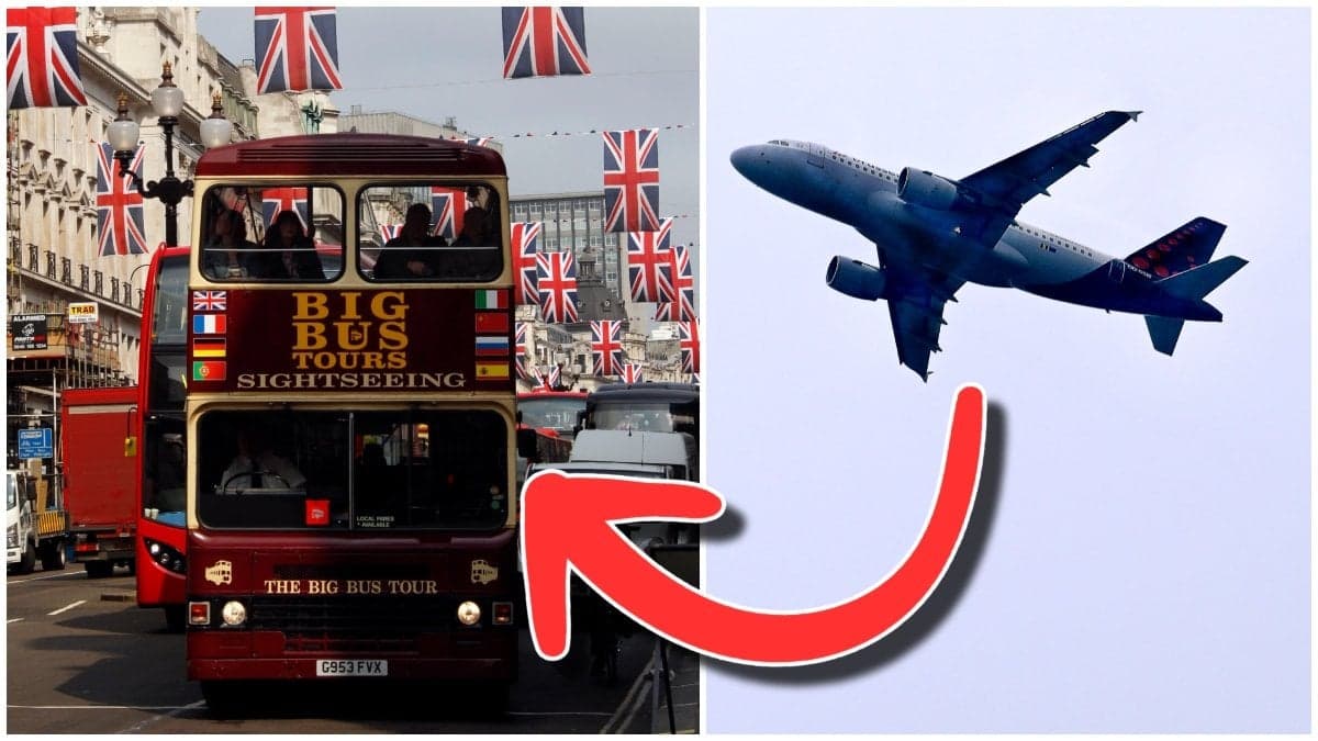 London buss och flygplan.