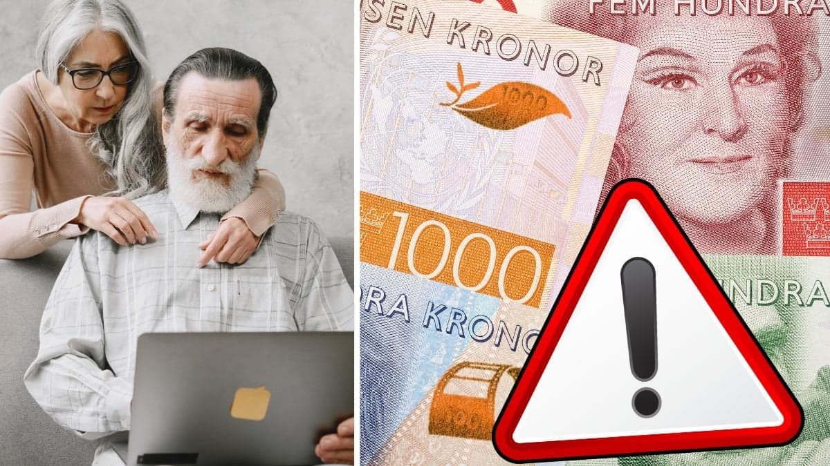 Par vid dator som håller om varandra och pengar i olika valörer.