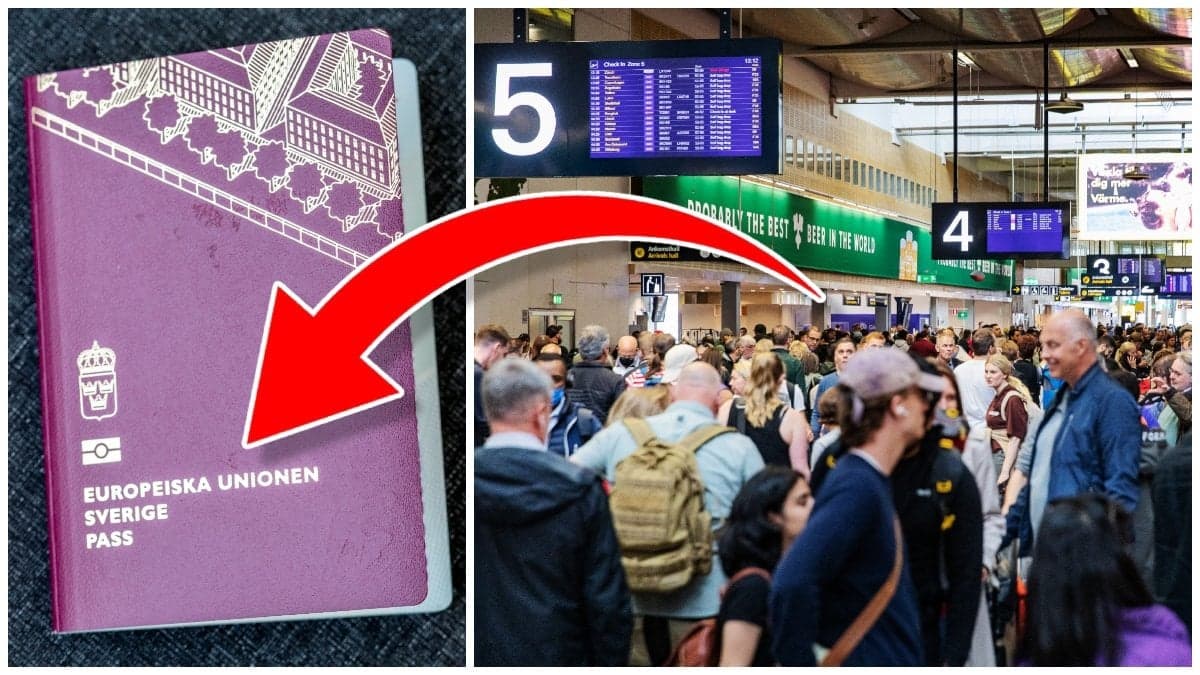 Svenskt pass och köer på Arlanda flygplats