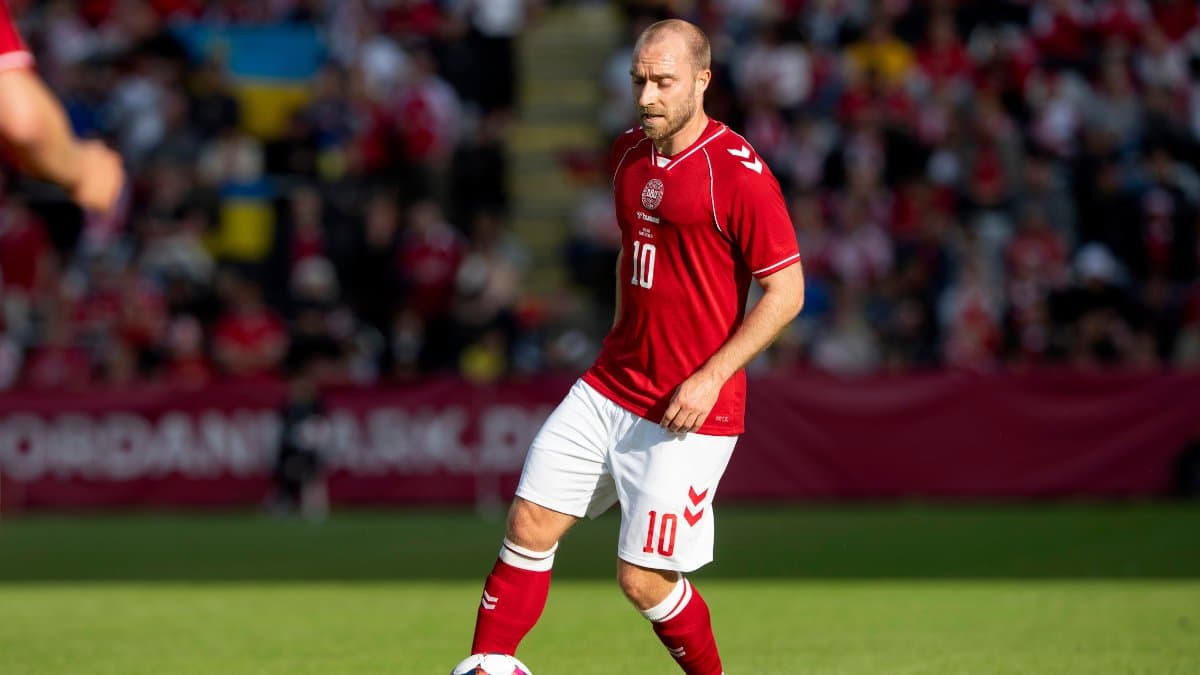 Christian Eriksen under matchen mellan Danmark och Ukraina.