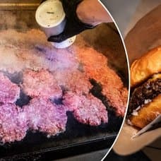 Bilder på hamburgare och smahburgare.