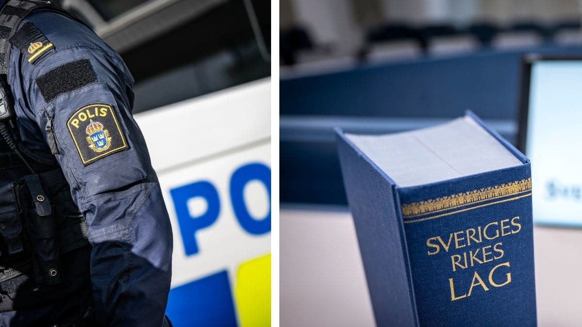 Polis vänster. Lagbok höger.