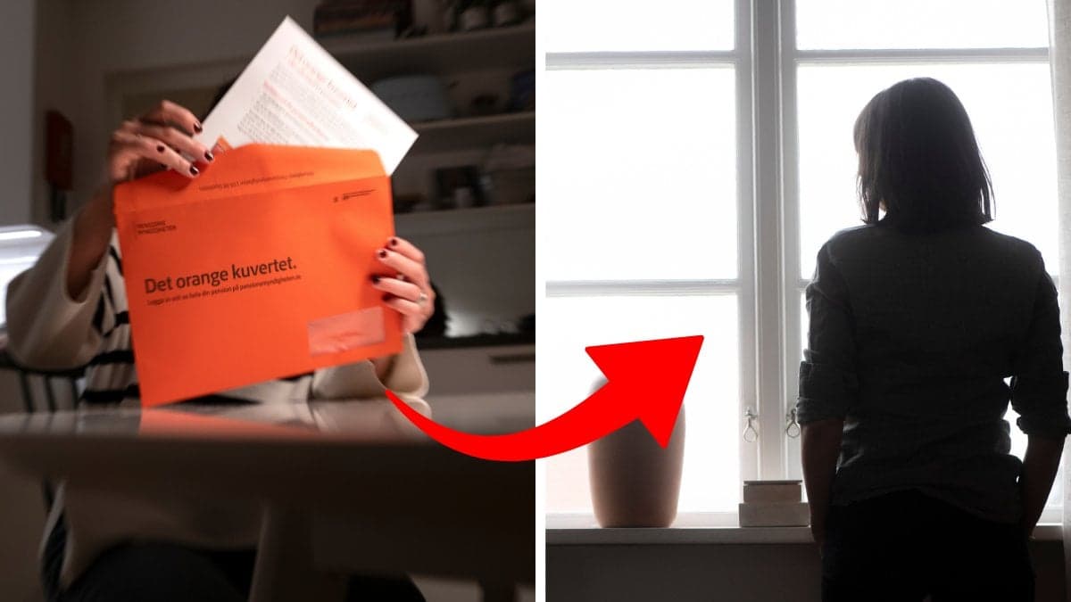 Orangea kuvertet och ledsen kvinna