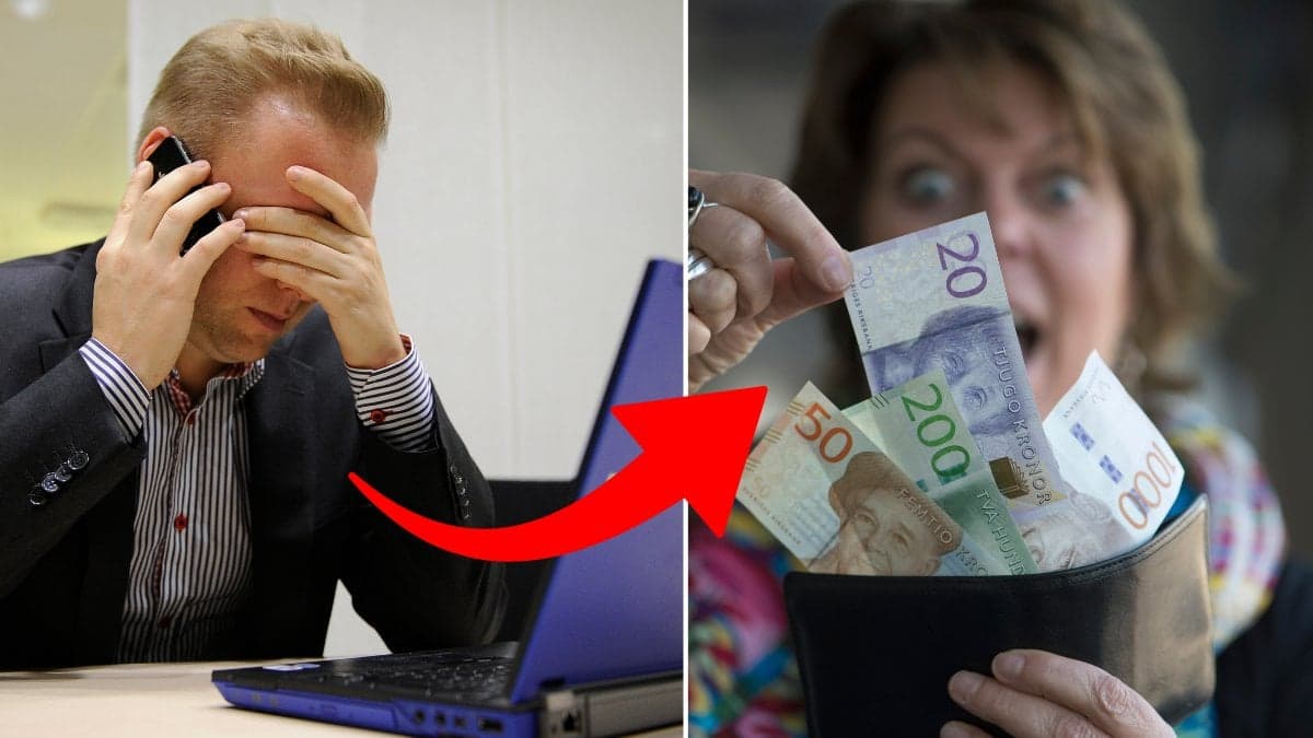 Man som jobbar och kvinna med pengar