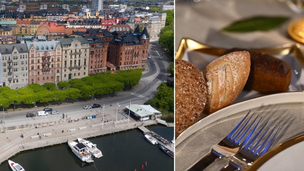 Bilder på Strandvägen och en dukning.