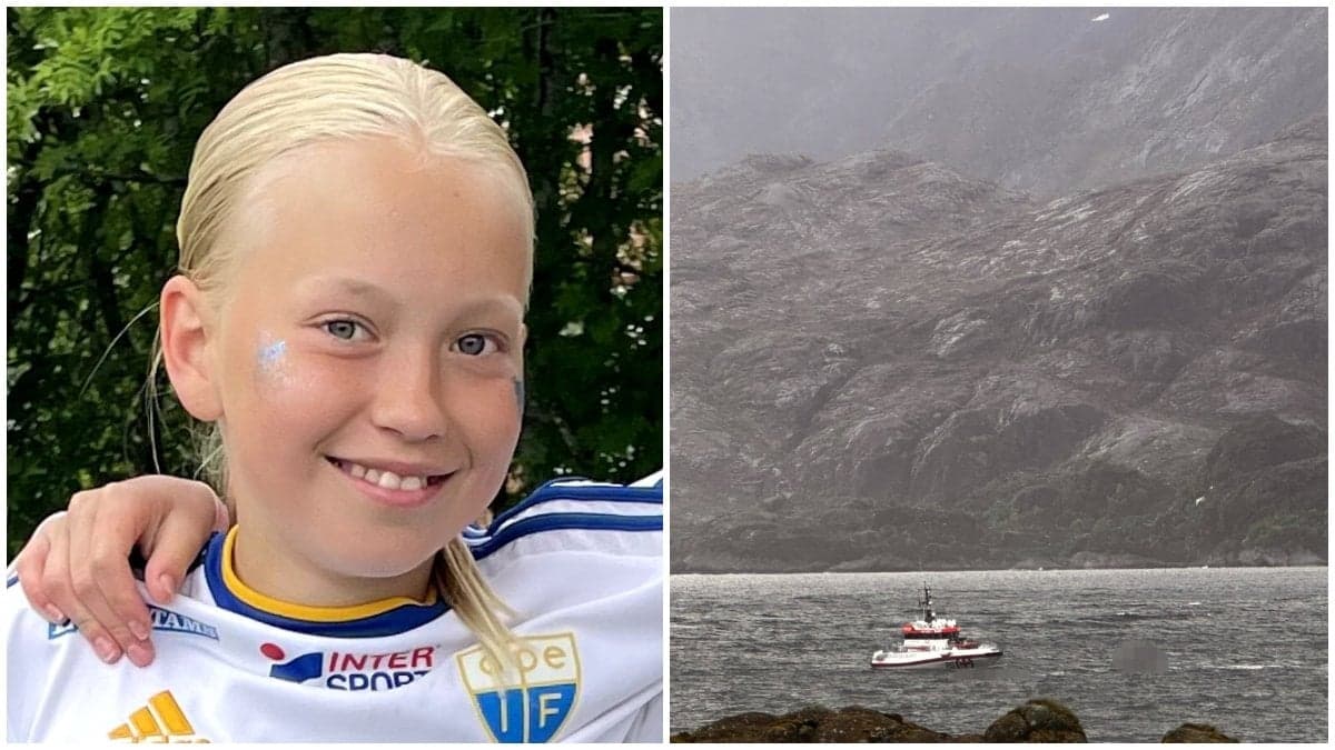 Ebba och en båt vid Lofoten.