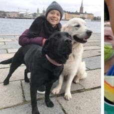 Greta Thunberg bor med sina två hundar Roxy och Moses.