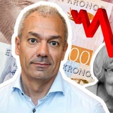 Arturo Arques, äldre kvinna och ung kvinna samt svenska sedlar