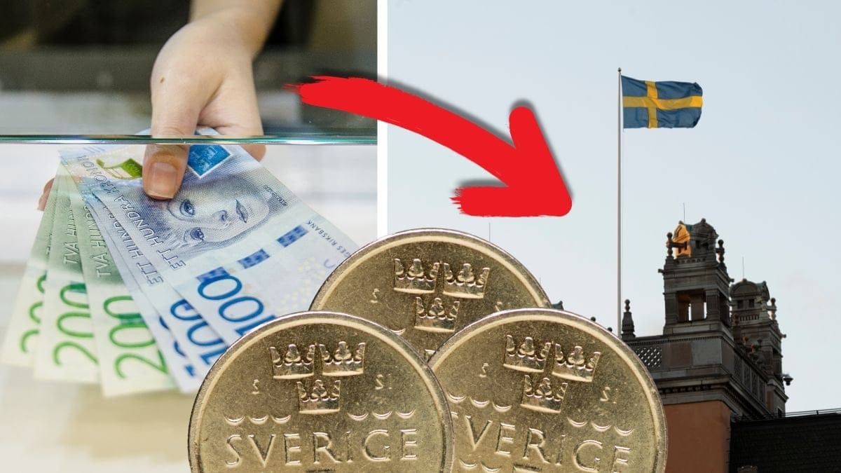 Pengar och sverigeflagga.