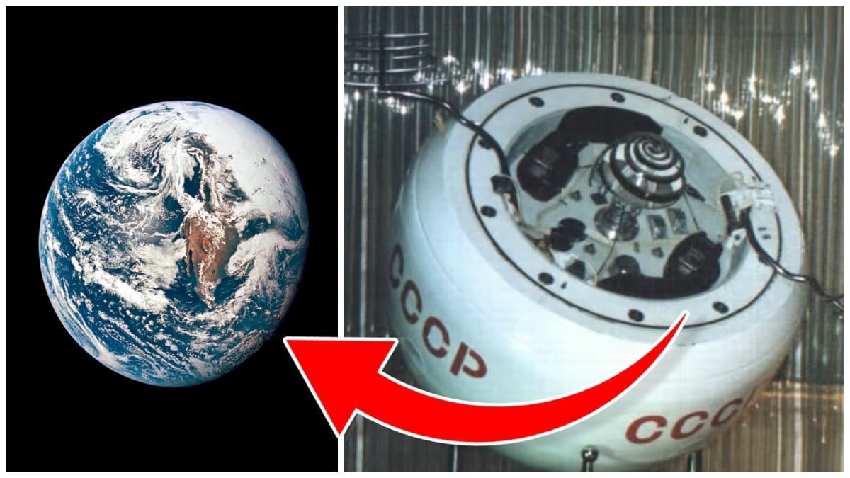 Planeten jorden och en replika av en landare som ingick i samma projekt som Kosmo 482.