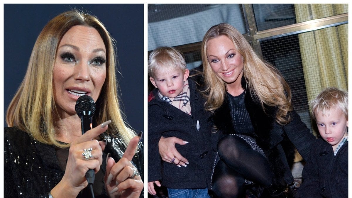 Charlotte Perrelli med sönerna Angelo och Alessio.