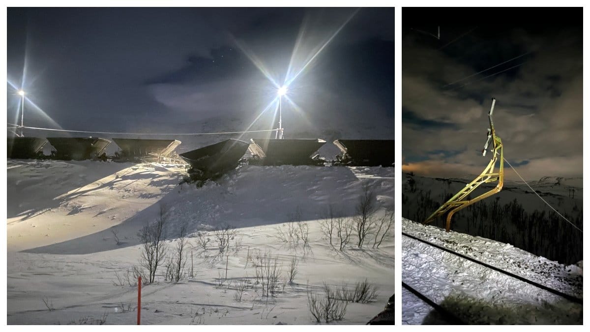 LKAB Malmbanan spårväg räls urspårning snöstorm