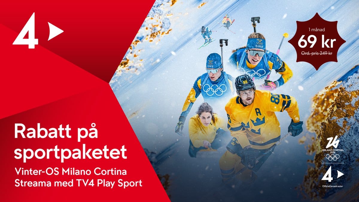 Se vinter-OS 2026 hos TV4 Play till ett pangerbjudande.