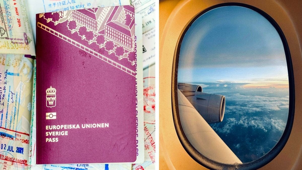 Pass och flygplansfönster.