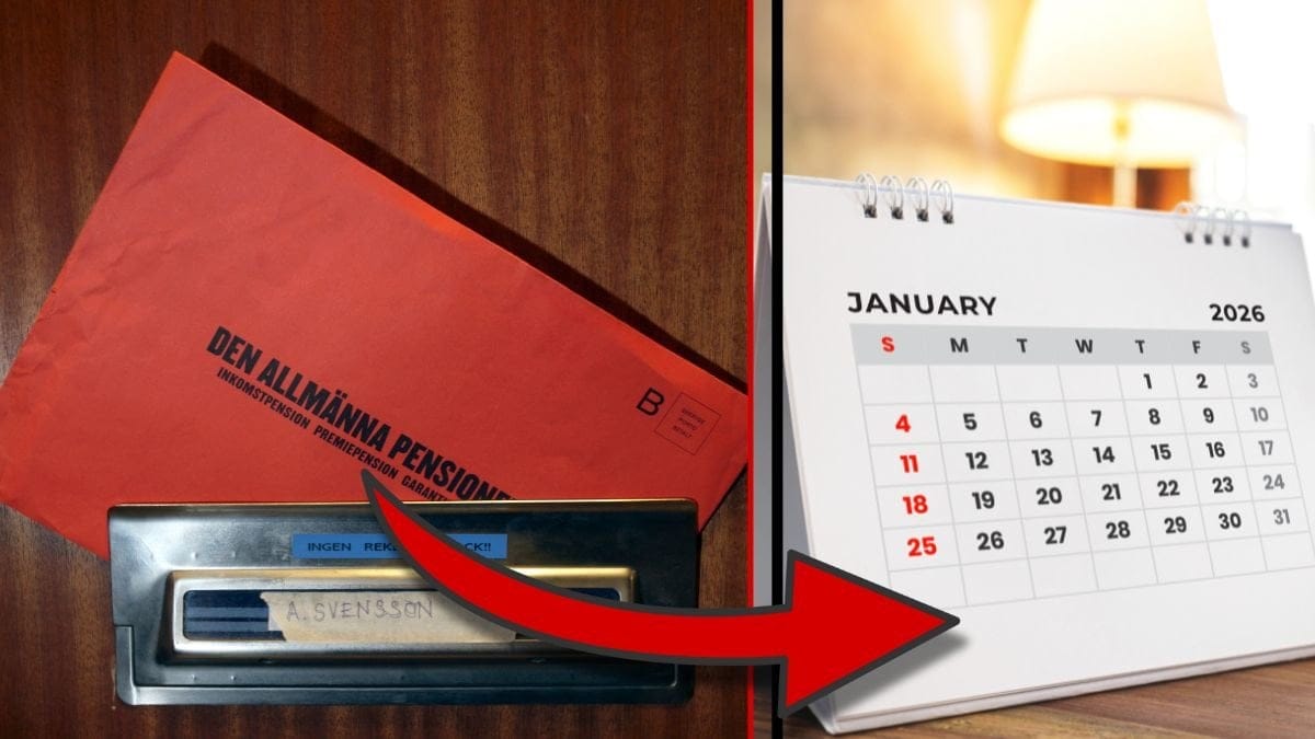 Orange kuvert, kalender.