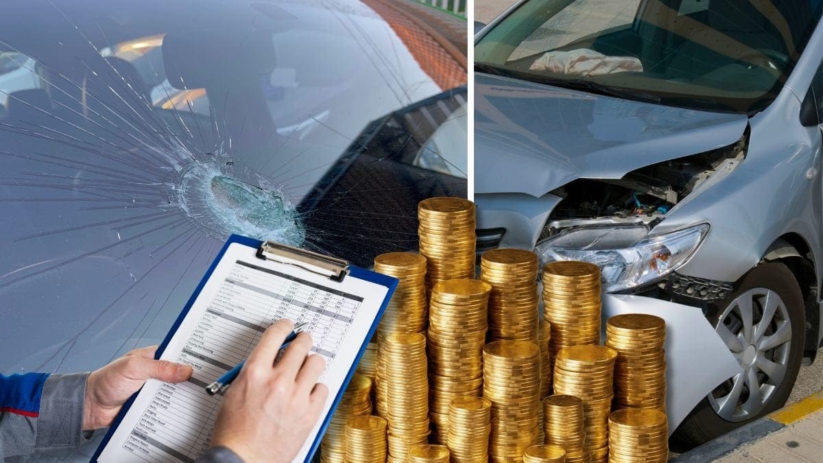 Bilförskring och krossad ruta.