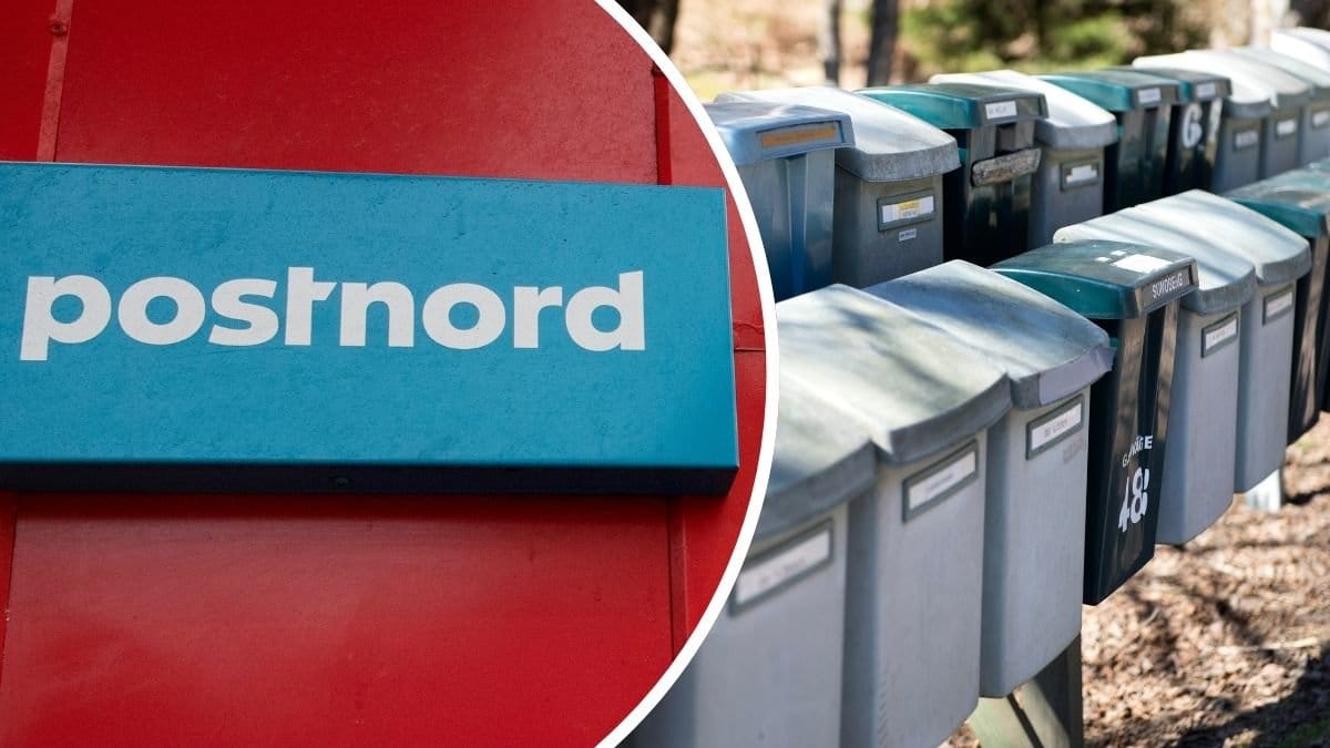 Postnord-skylt och postlådor