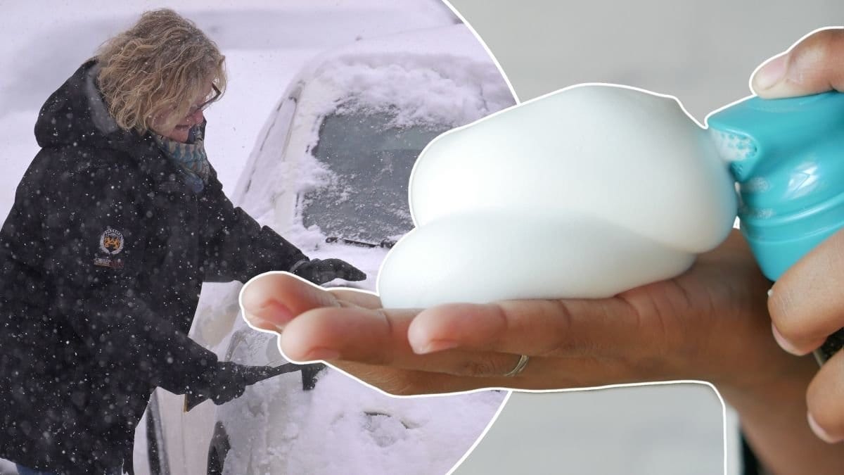 Bil på vintern och rakskum.