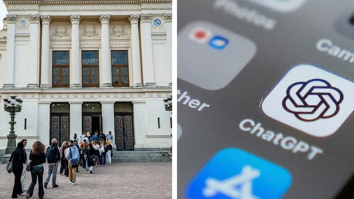 Bild på unversitet brevid Chat GPT