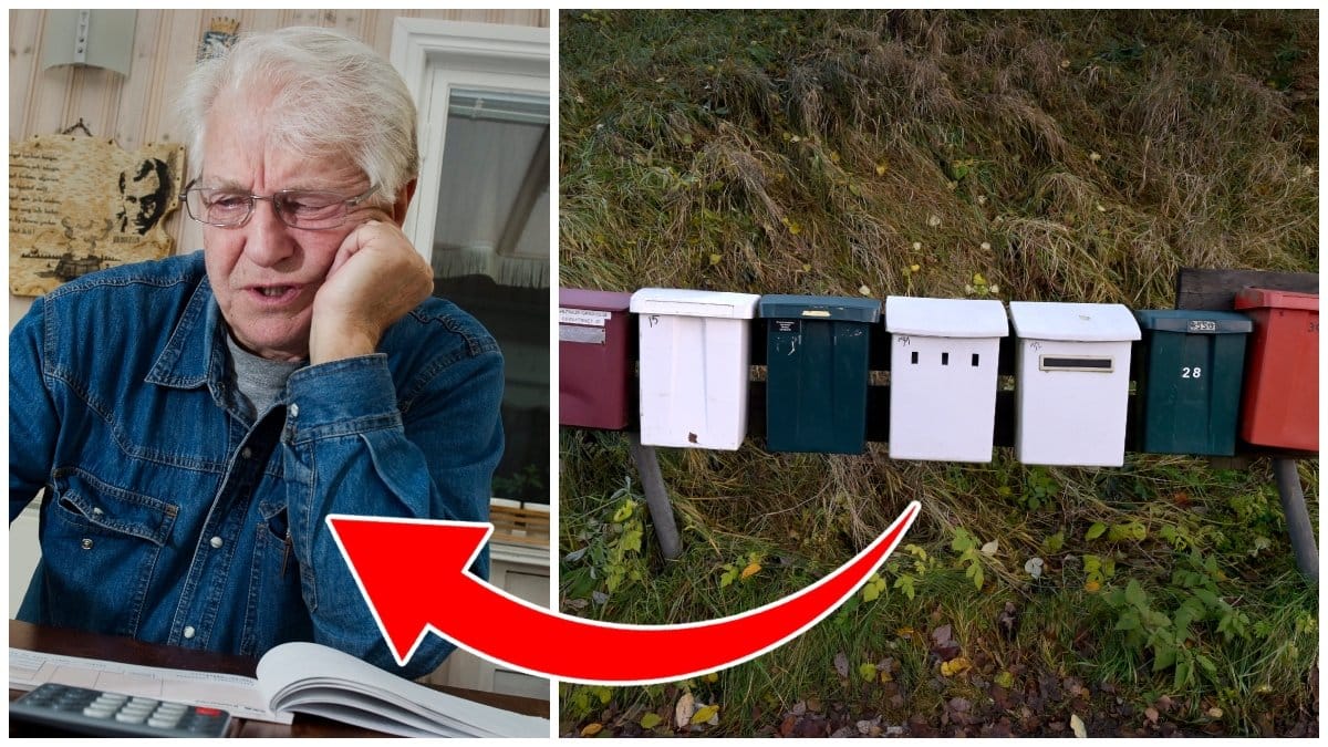 Man som sitter på räkningar och brevlådor.