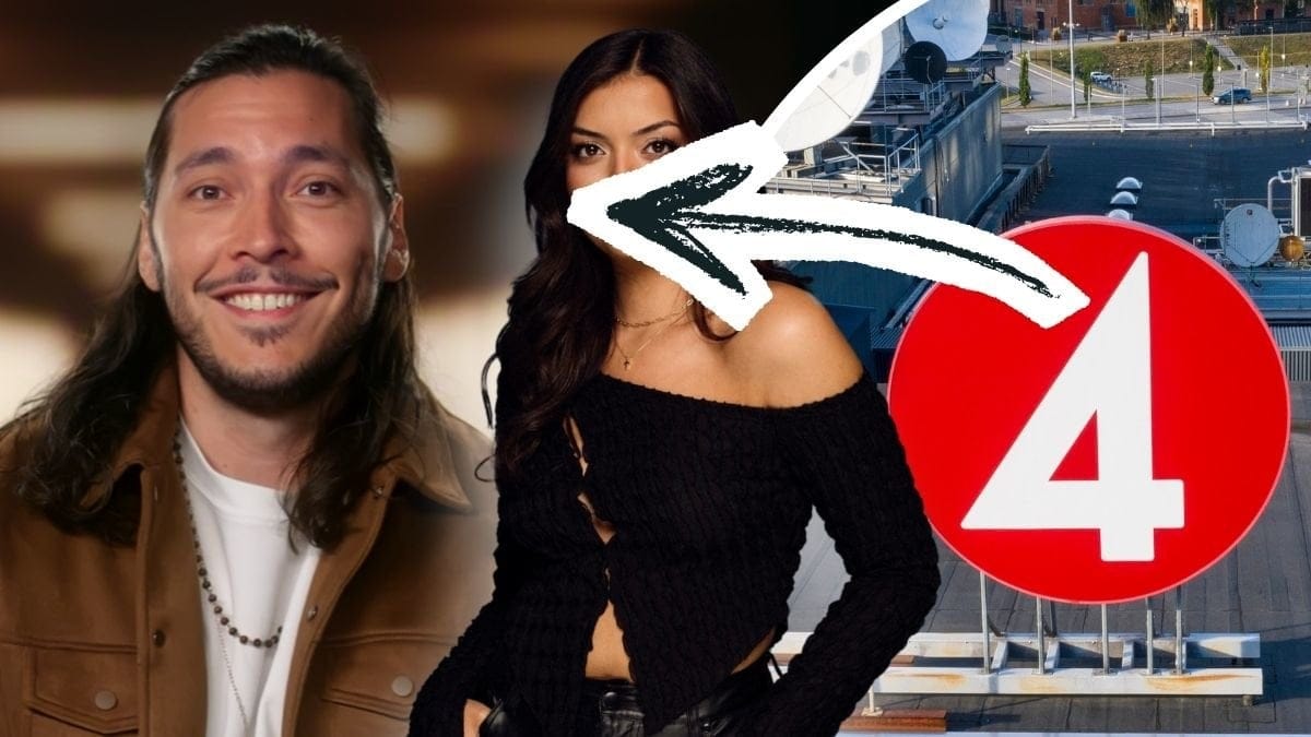 Lars-Erik Danielsson från Love is blind Sverige 2026, Victoria Grace och TV4:s logga