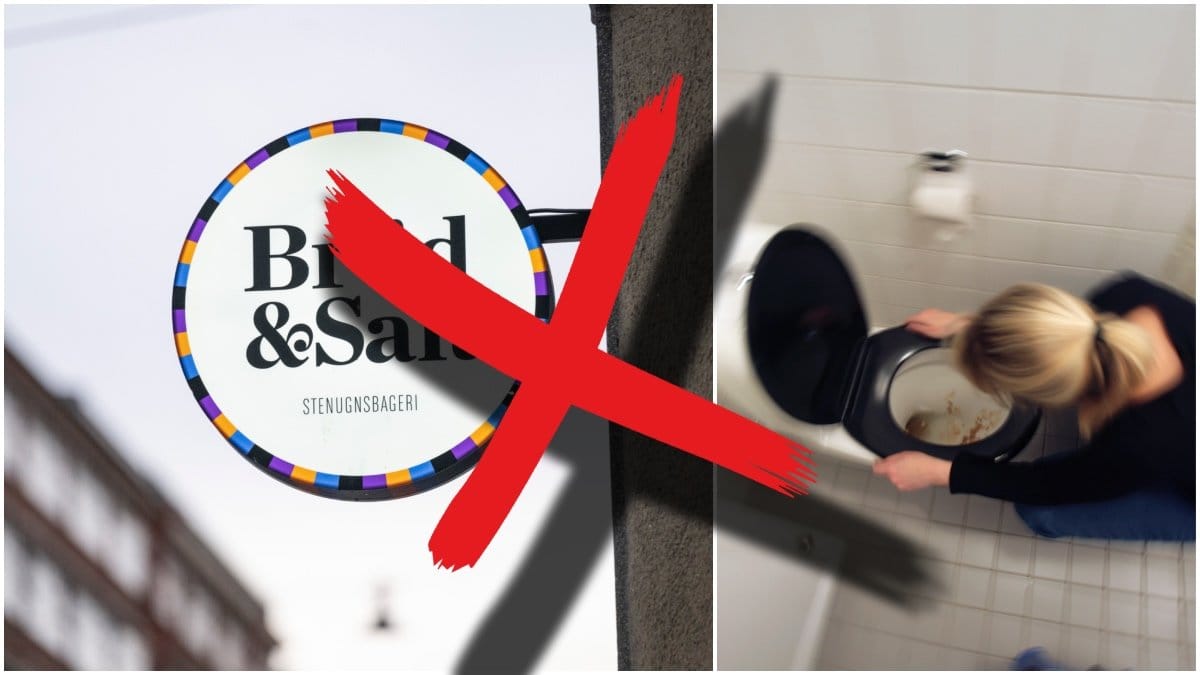 Bröd och salts företagslogga och en genrebild på en illamående person.