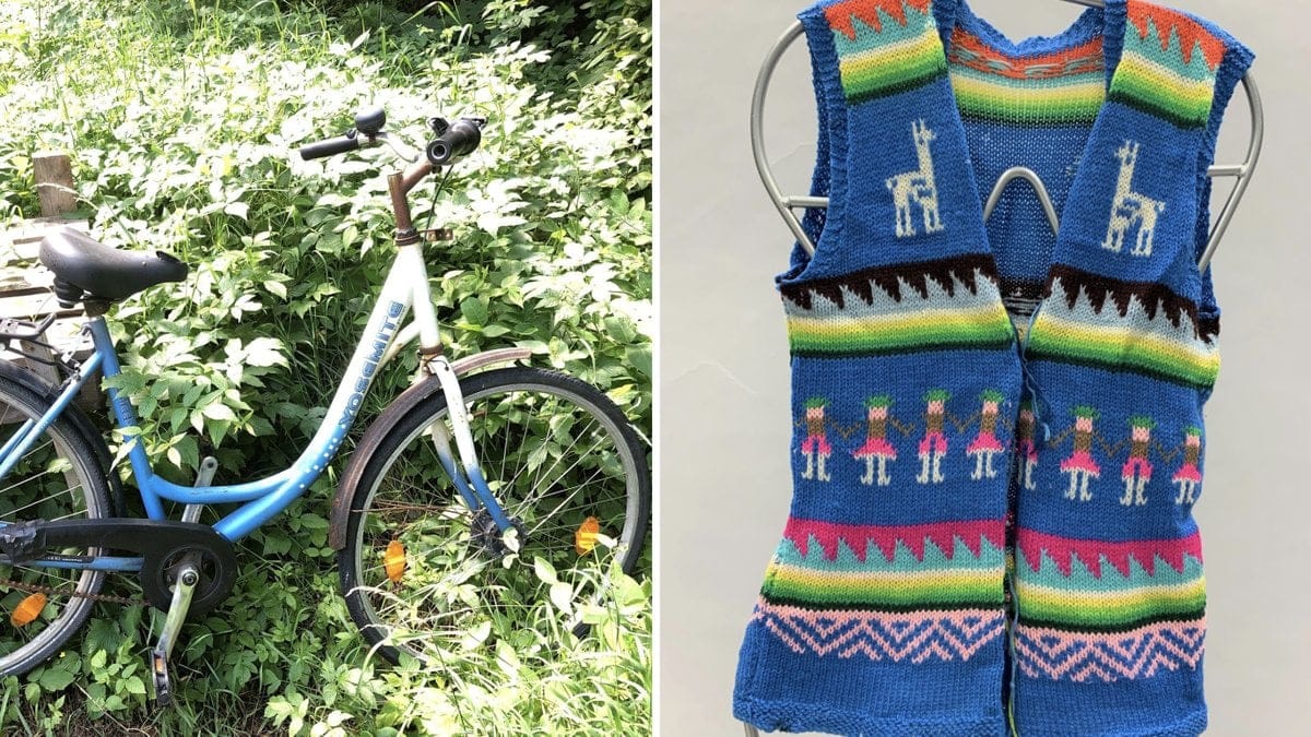 Cykeln och den stickade koftan är två av polisens spår.