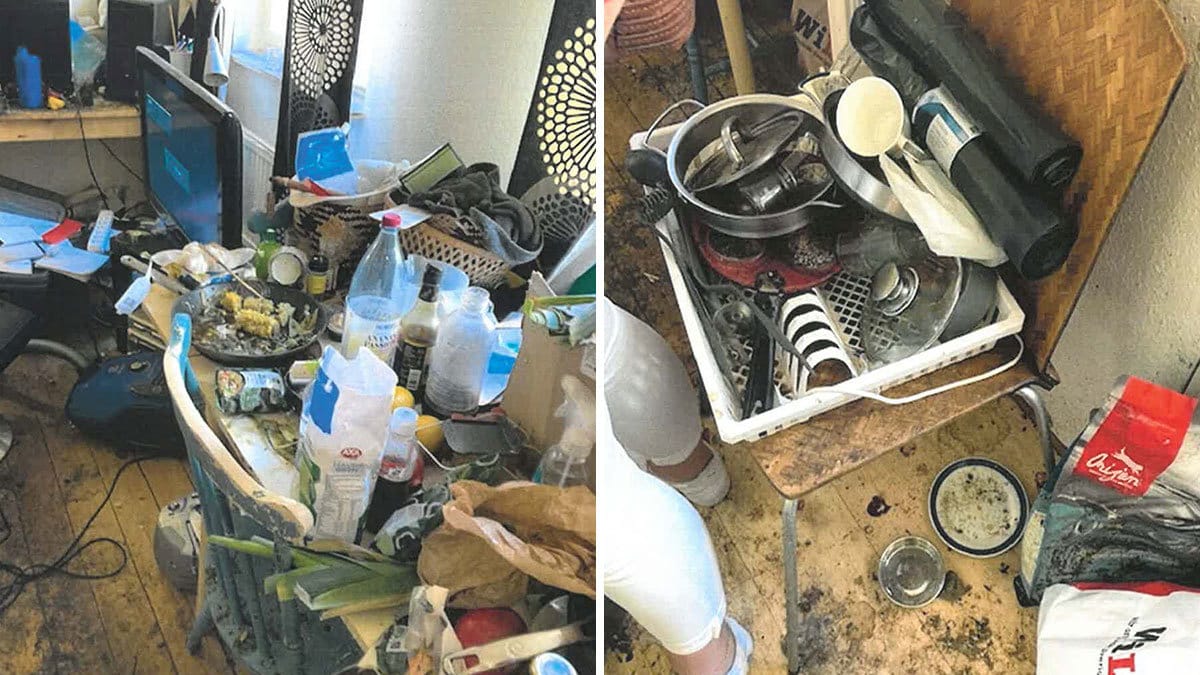 Lägenheten i Malmö var smutsig och full av sopor.