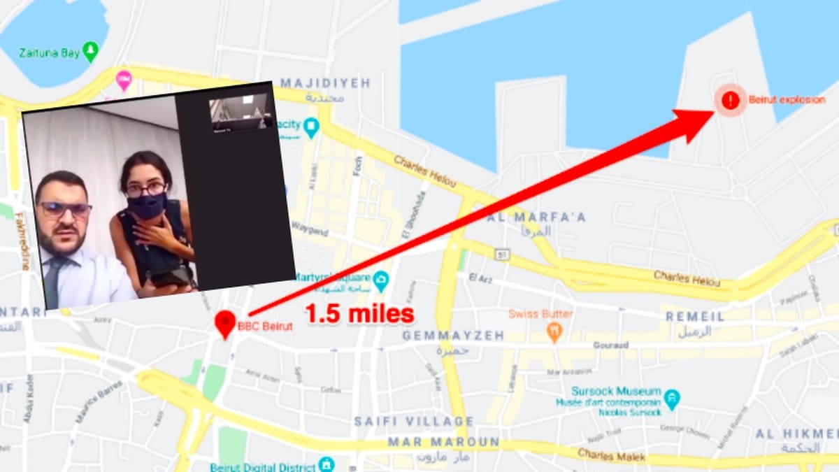 Ett Zoom-möte fångar explosionen på kamera.