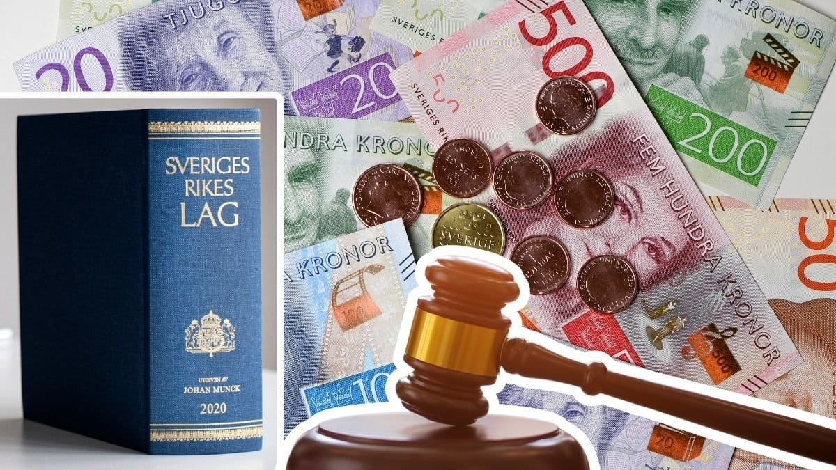 Lagbok och kontanter.