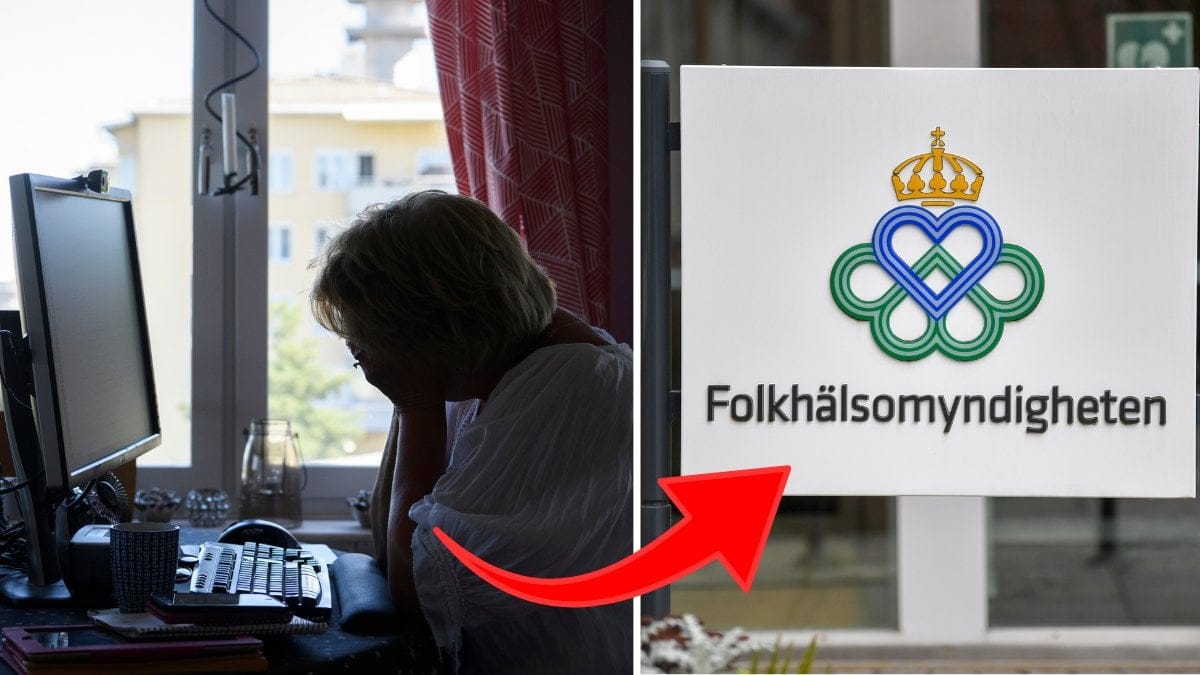 Ledsen kvinna och Folkhälsomyndigheten