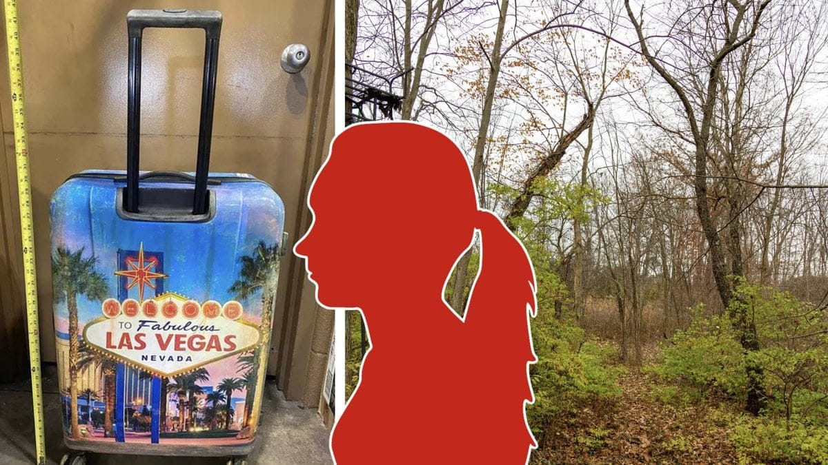 Pojken hittades i resväskan till vänster. Bilden till höger är en genrebild.