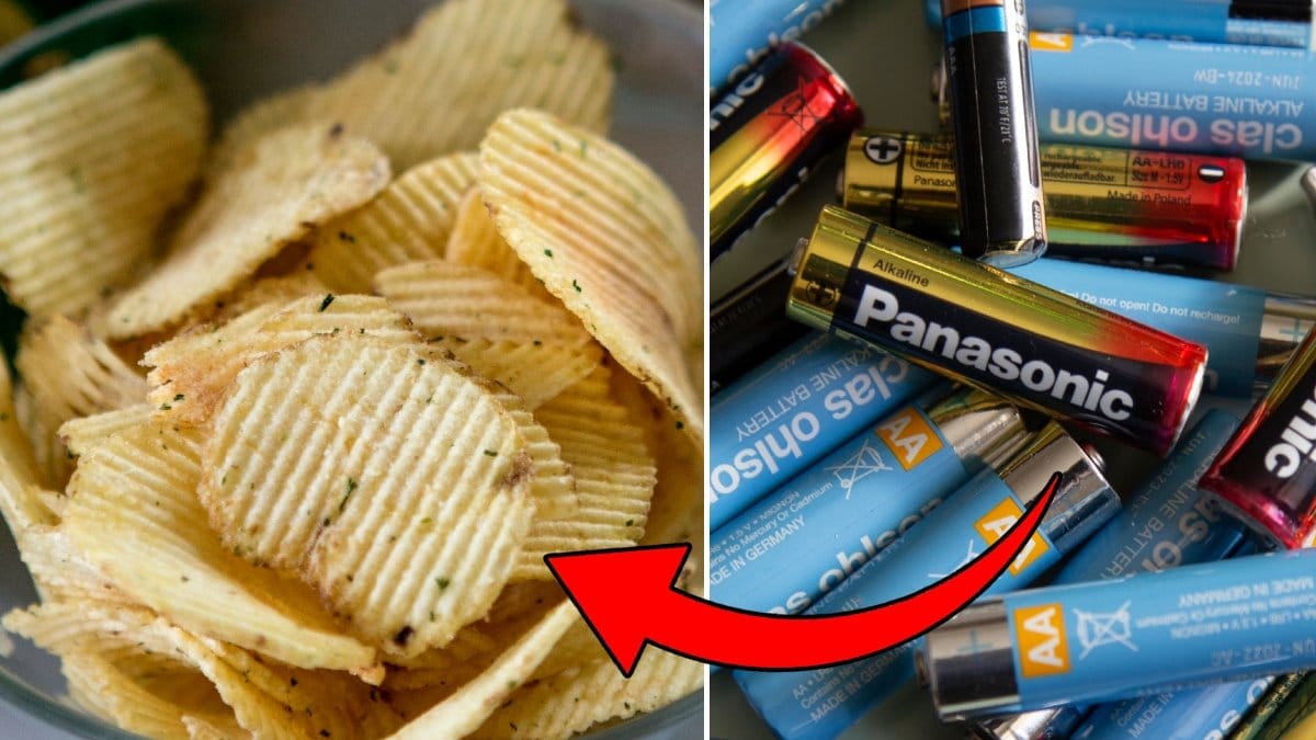 Bilder på chips och olika batterier.