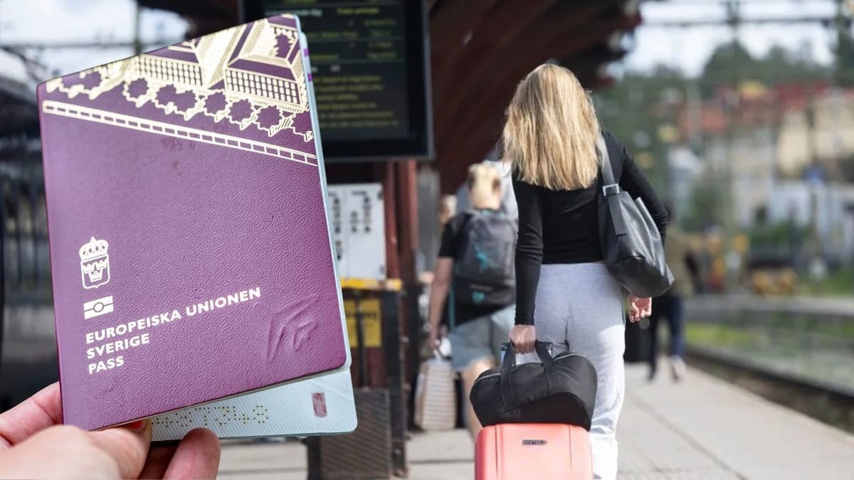 Pass och en resenär på en tågperrong.