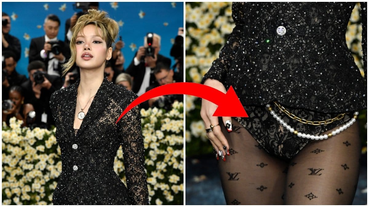 Lalisa Manoban visar upp sin outfit på Met-galan. Hon är iklädd en nsvart tröja och ett par svarta trosor, som är täckt av ansikten, däribland Rosa Parks. Jämte syns en inzoomad bild på hennes trosor där man ser flera kvinnors broderade ansikten.