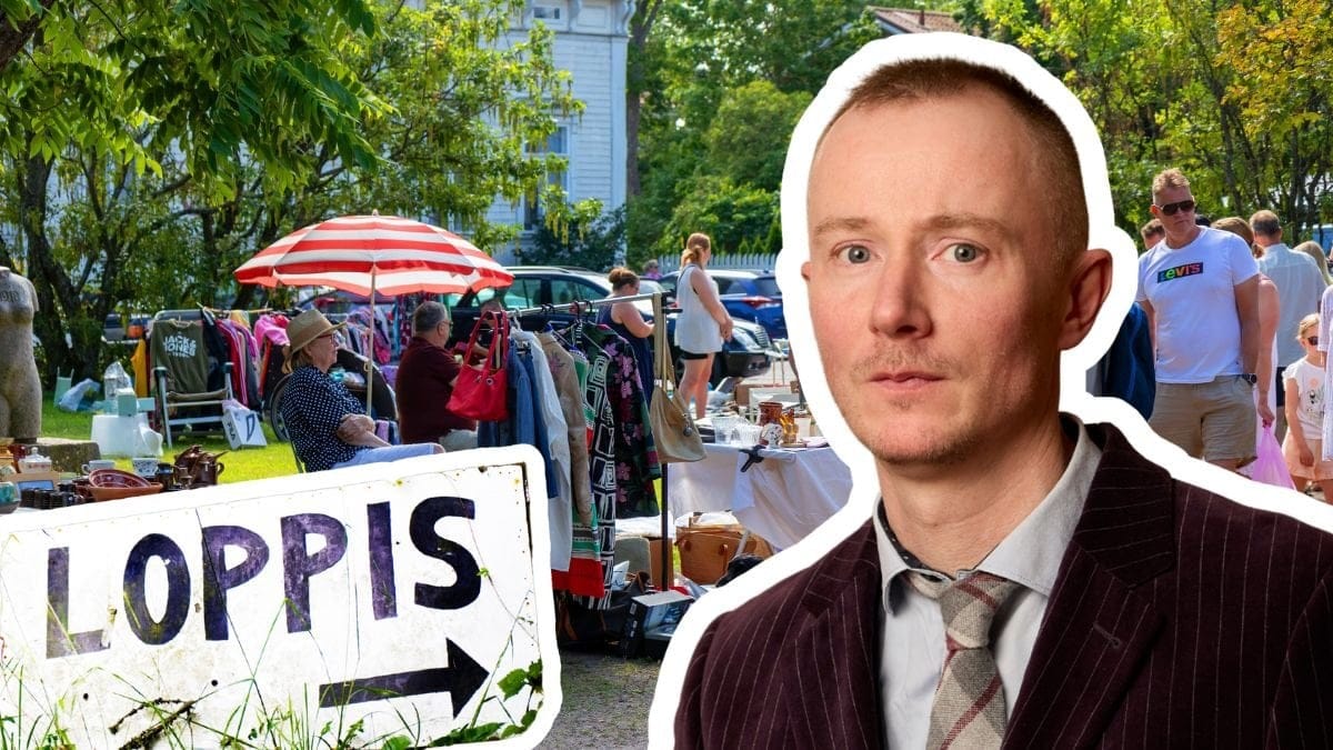 Loppis-skylt, loppis och Andreas Siesing