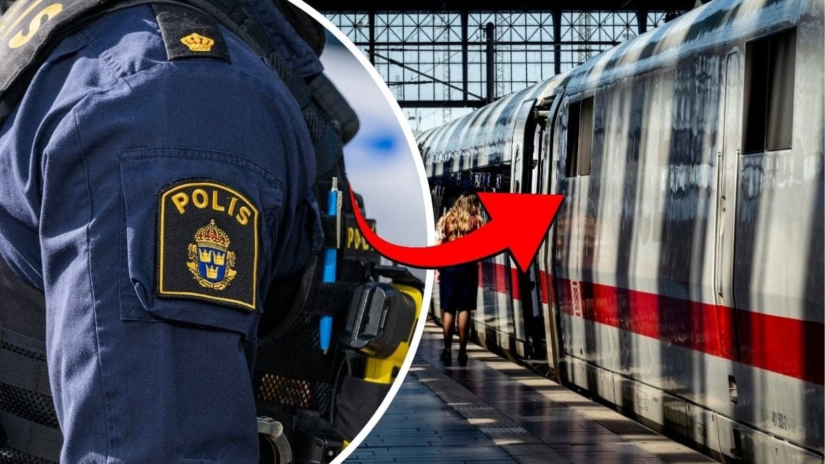 Polis vänster. Tåg höger.