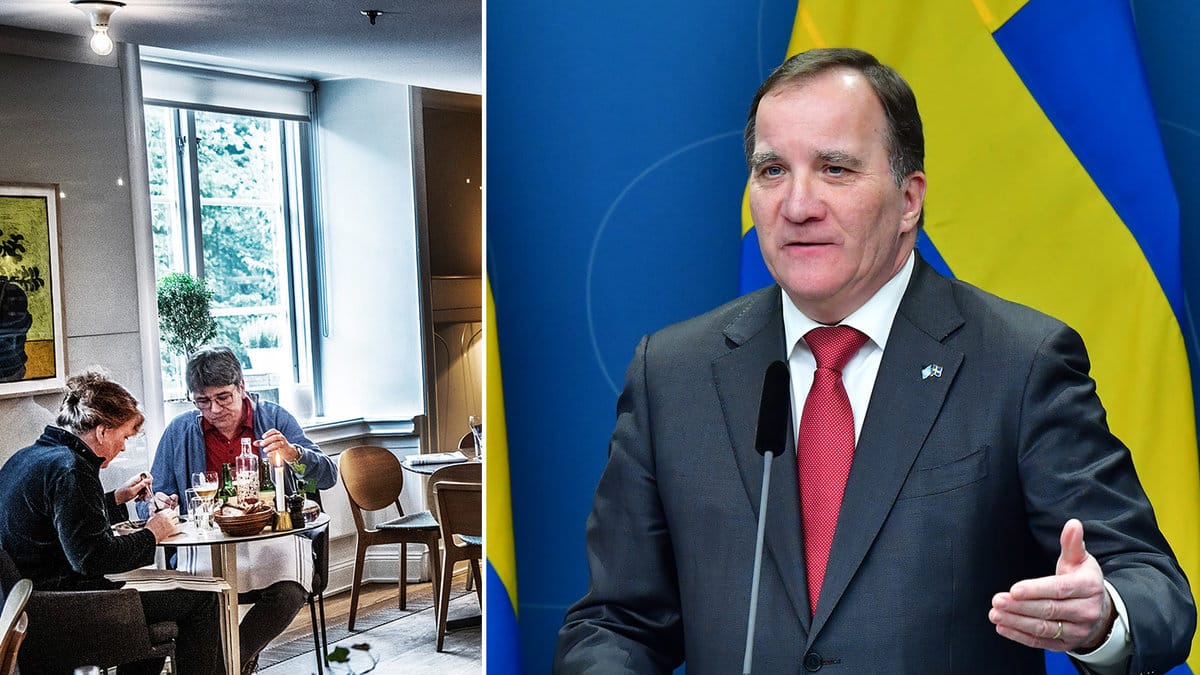 Statsminister Stefan Löfven på presskonferensen.
