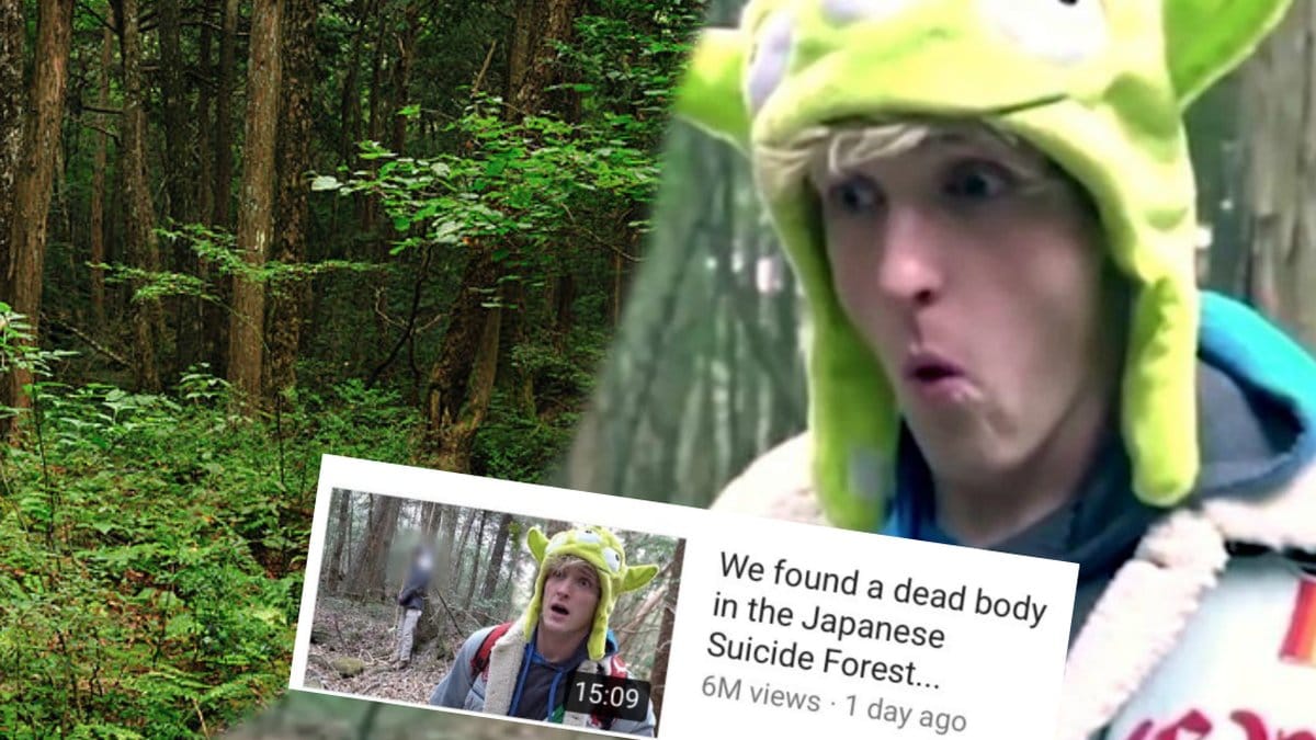 Klippet är från självmordsskogen Aokigahara i Japan.