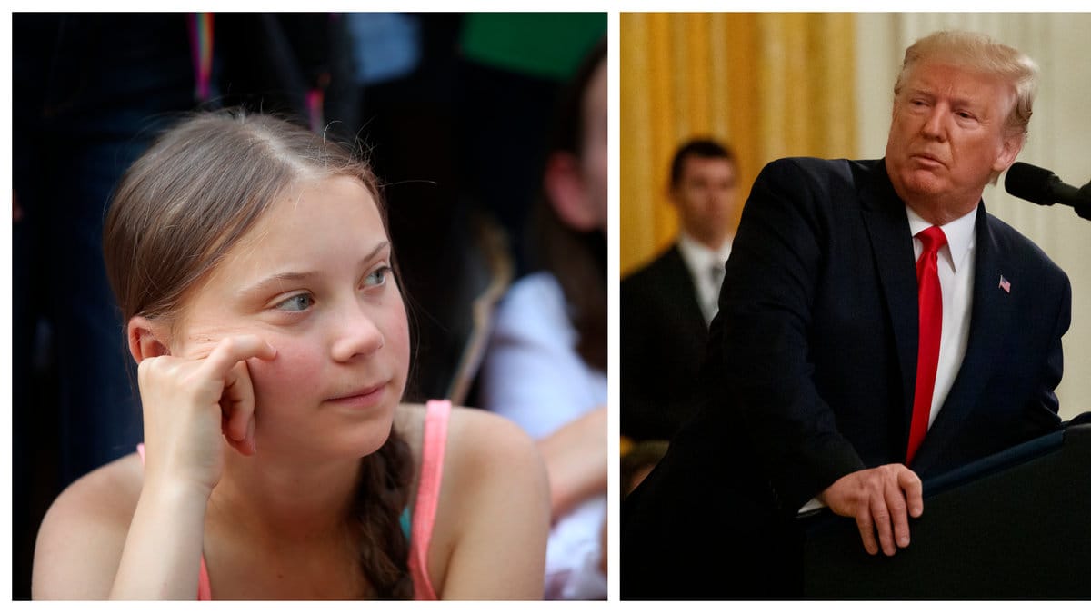 Klimataktivisten utmanar presidenten. 