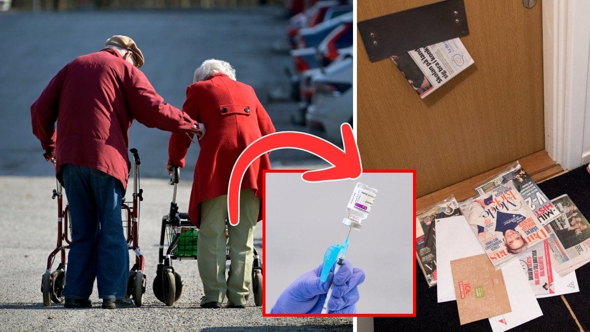 Pensionärer, en spruta och ett brevinkast med mycket brev. 