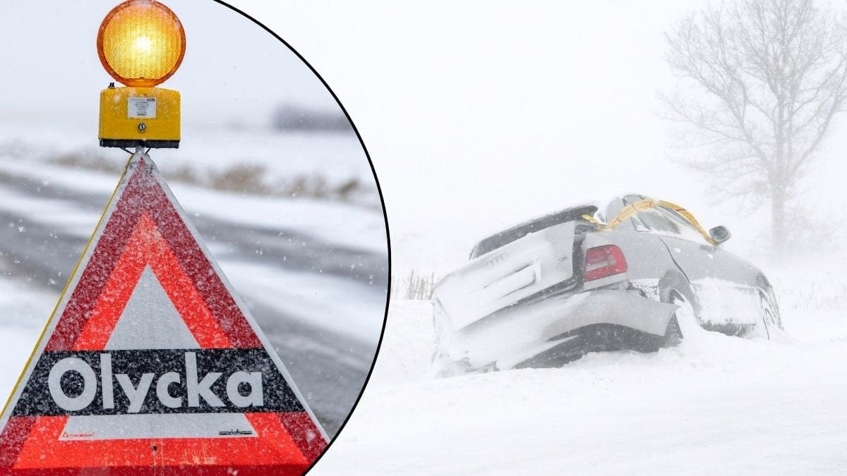 Olycka och bil i dike.