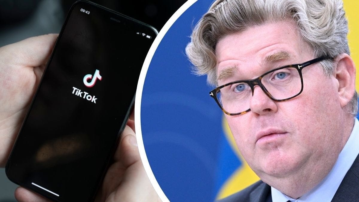 tikTok på skärm vänster. Gunnar Strömmer höger.