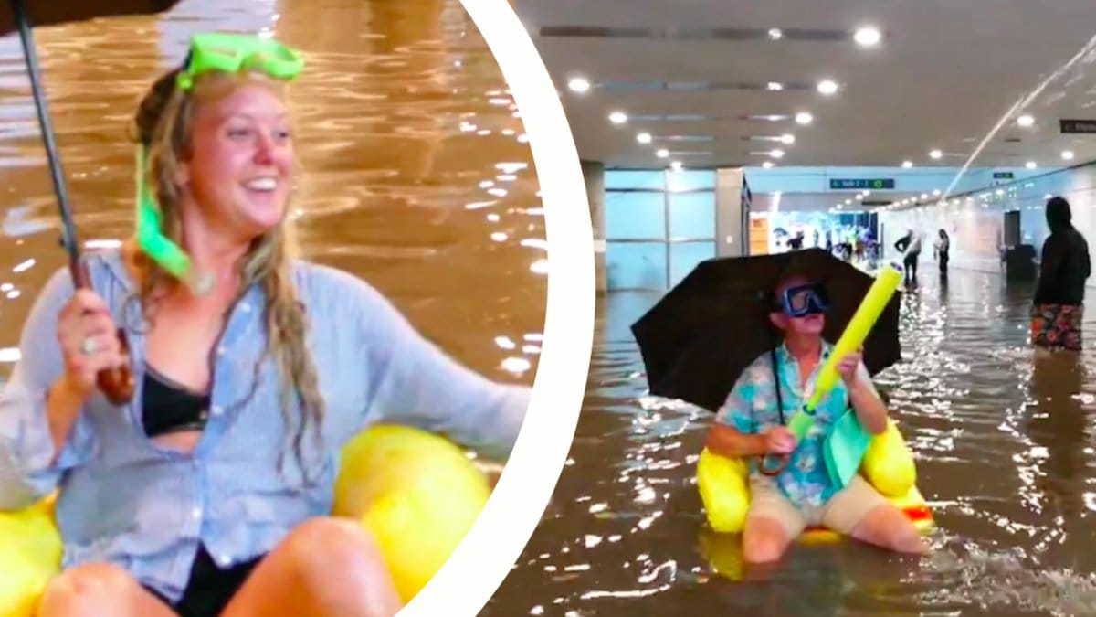 Bilder från översvämningen på Uppsala centralstation.