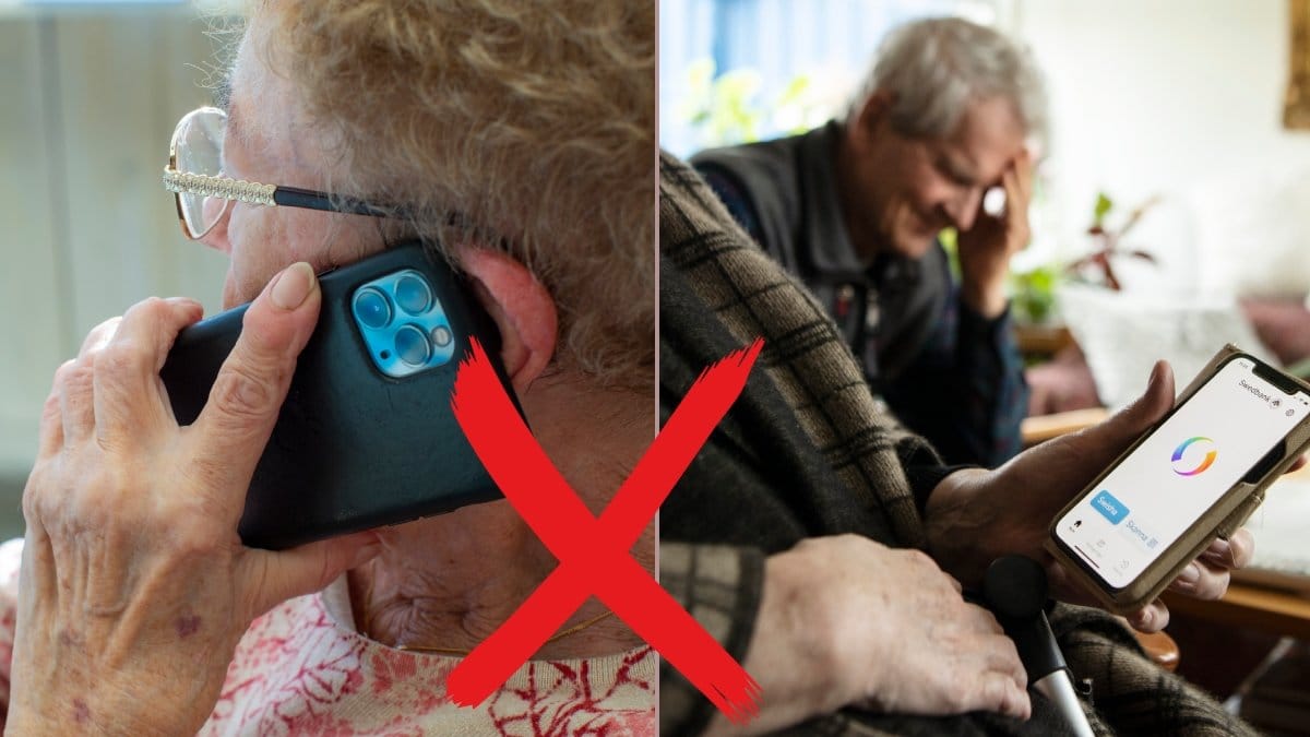 Kvinna och man med mobiltelefon.