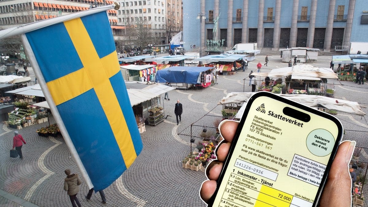 Sverige, marknad, flaga, mobil, skatterverket