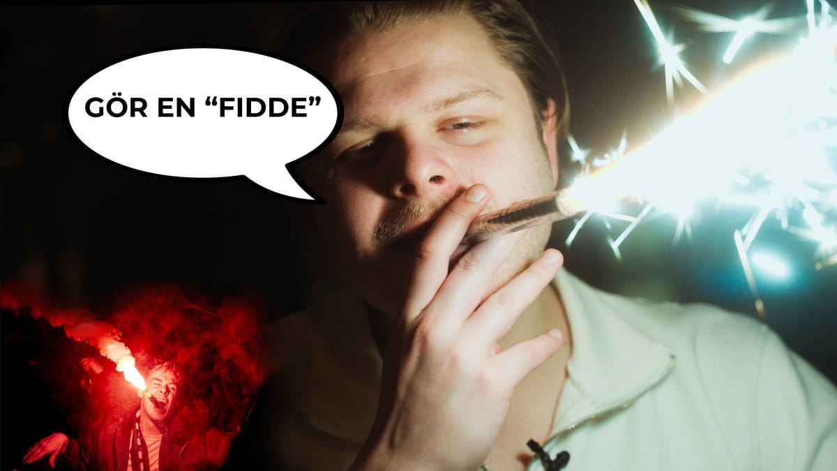Studio Allsvenskans Hugo Månsson gör sin bästa Fidde-imitation.