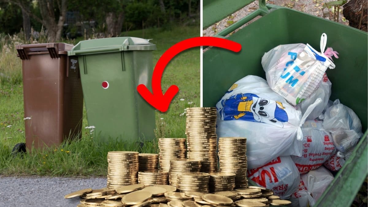 Soptunnor och soppåsar.