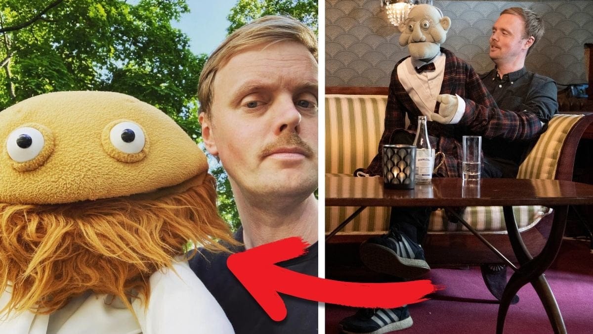 Björn Carlberg med sina dockor.